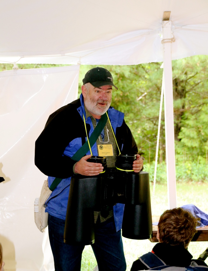 Richard Tofflemire dons his giant binoculars to transform himself into BINO BOY!